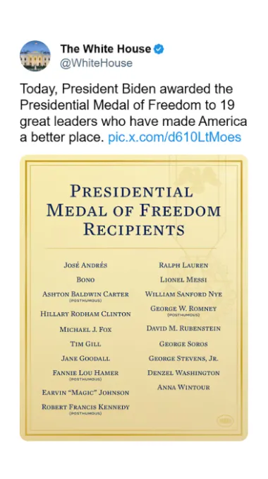 Messi es el primer argentino en obtener la máxima condecoración civil de EE.UU 