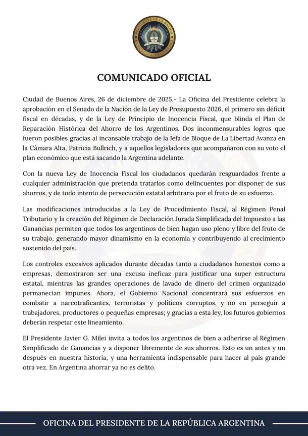 comunicado oficial