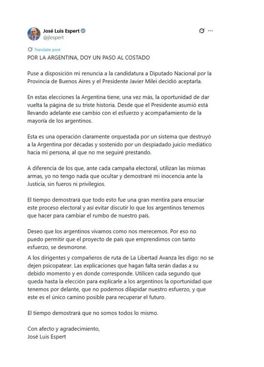 espert renuncia