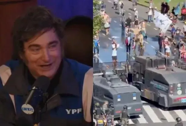 milei bañando gente